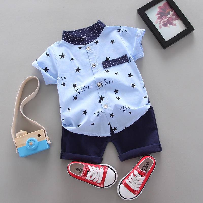 Baby Summer Casual Star Print Shirt and Shorts Set